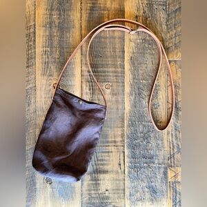 Women’s Linen Brownish Plum Crossbody Bag - Minimal Leather Strap